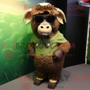 Olive Bison Maskottchen...