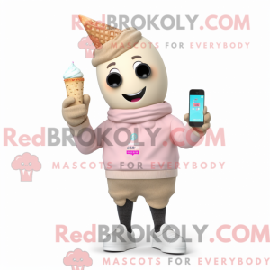 Beige Ice Cream Cone mascot...