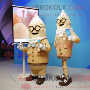 Beige Ice Cream Cone mascot...