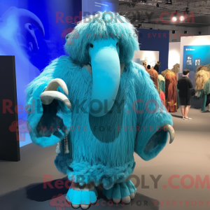 Cyan Mammoth maskot kostume...