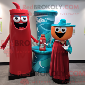 Blågrøn flaske ketchup...