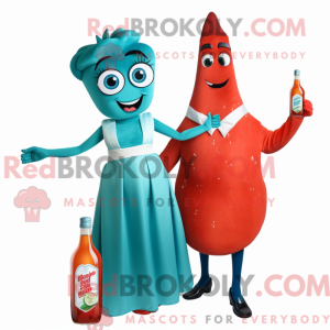 Blågrøn flaske ketchup...