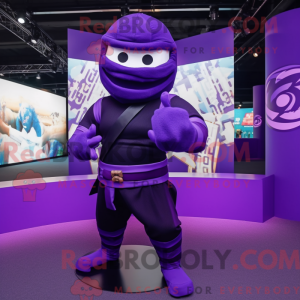 Purple Ninja mascot costume...
