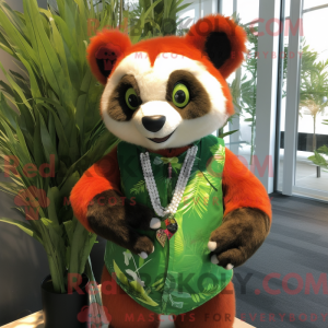 Lime Green Red Panda mascot...