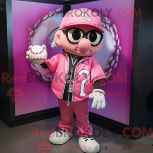 Pink baseball bold maskot...