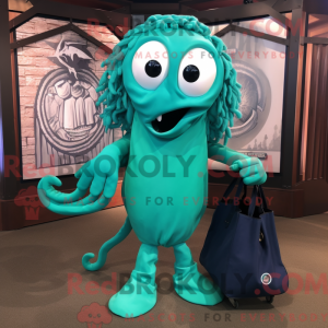 Teal Medusa mascot costume...