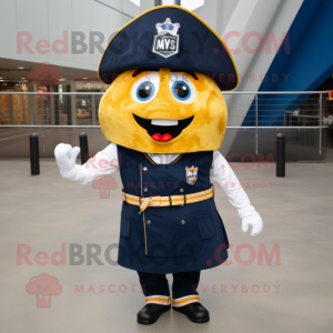 Navy Nachos mascot costume character dressed with a Overalls and Suspenders