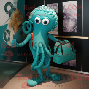 Teal Medusa mascot costume...