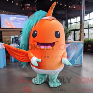 Orange Narhval maskot...