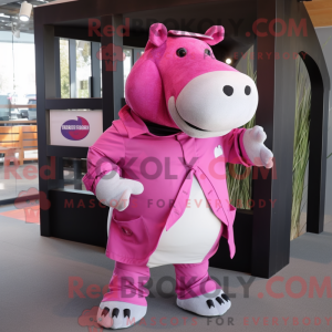 Magenta flodhest maskot...