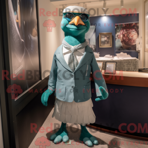 Teal Pigeon mascot costume...
