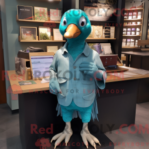 Teal Pigeon maskot kostume...