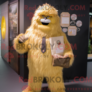 Gold Yeti mascot costume...