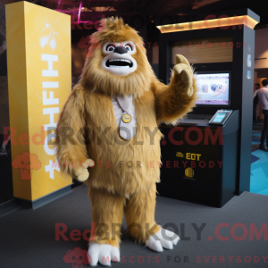 Gold Yeti mascot costume...