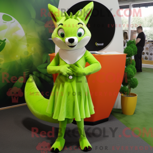 Lime Green Fox mascot...