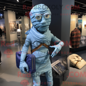 Blå Mumie maskot kostume...