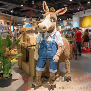 Tan Donkey mascot costume...