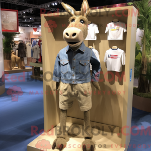 Tan Donkey maskot kostume...