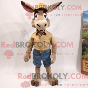 Tan Donkey mascot costume...