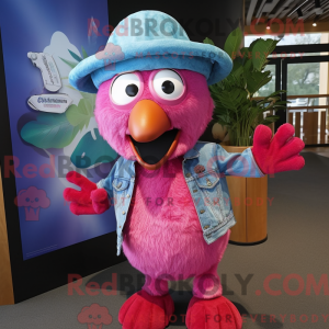 Magenta Kiwi maskot kostume...