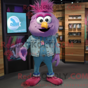 Magenta Kiwi maskot kostume...