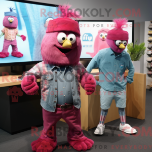 Magenta Kiwi mascot costume...