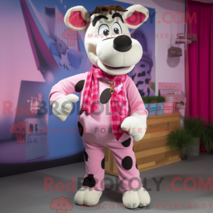 Pink Holstein Cow mascot...