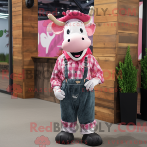 Pink Holstein Cow mascot...