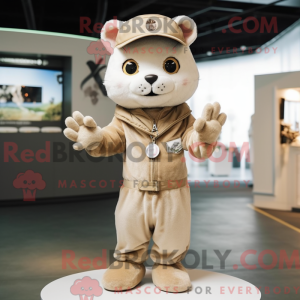 Beige kat mascottekostuum...