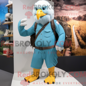 Sky Blue Bald Eagle mascot...
