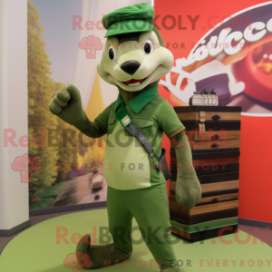 Green Weasel mascot costume...