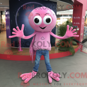 Pink Spider maskot kostume...