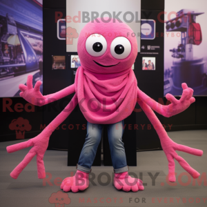 Pink Spider maskot kostume...