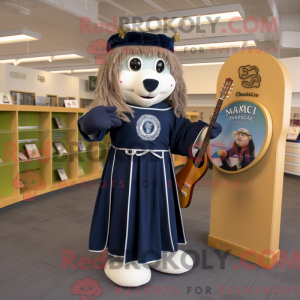 Navy Celtic Harp mascot...