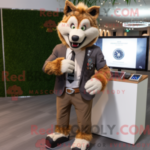 Tan Wolf maskot kostume...