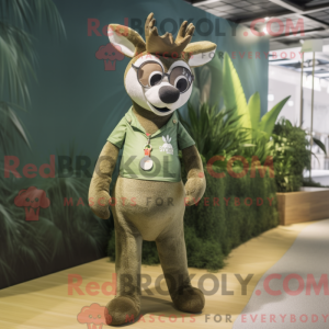 Olive Deer mascot costume...