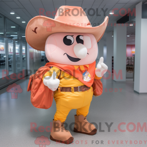 Peach Cowboy mascot costume...