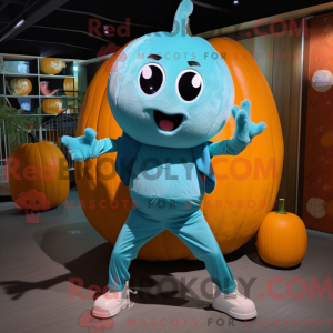 Cyan Pumpkin maskot kostume...