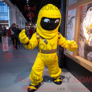 Yellow Ninja mascot costume...