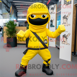 Geel Ninja-mascottekostuum...
