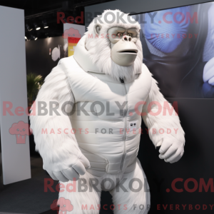 Hvid Gorilla maskot kostume...