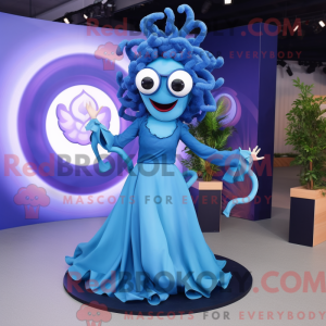 Blå Medusa maskot kostume...