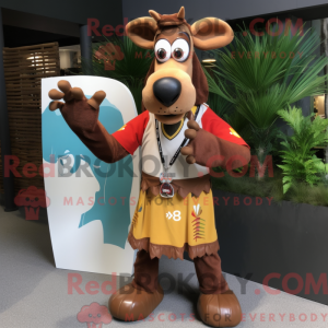 Brun Okapi-maskotdraktfigur...