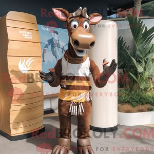 Brown Okapi mascot costume...
