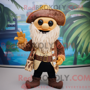 Tan Pirate maskot kostume...