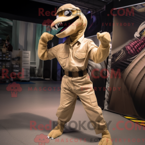 Beige Velociraptor mascot...