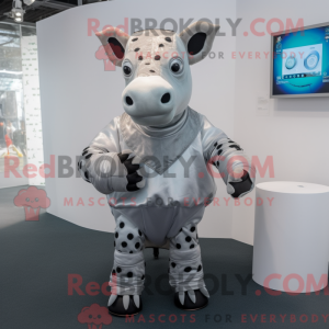 Silver Cow mascot costume...