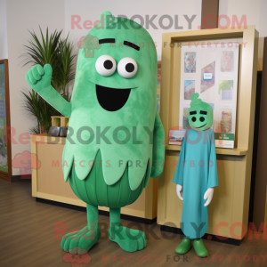 Teal Celery mascot costume...