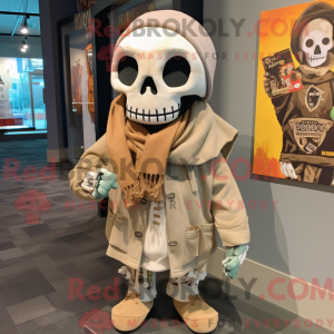 Tan Skull maskot kostume...