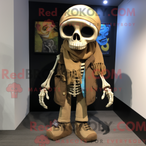 Tan Skull maskot kostume...